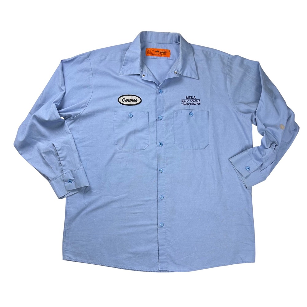 Red‎ Kap Mens XL Blue Long Sleeve Work Shirt Mesa Public Schools "Gerardo"